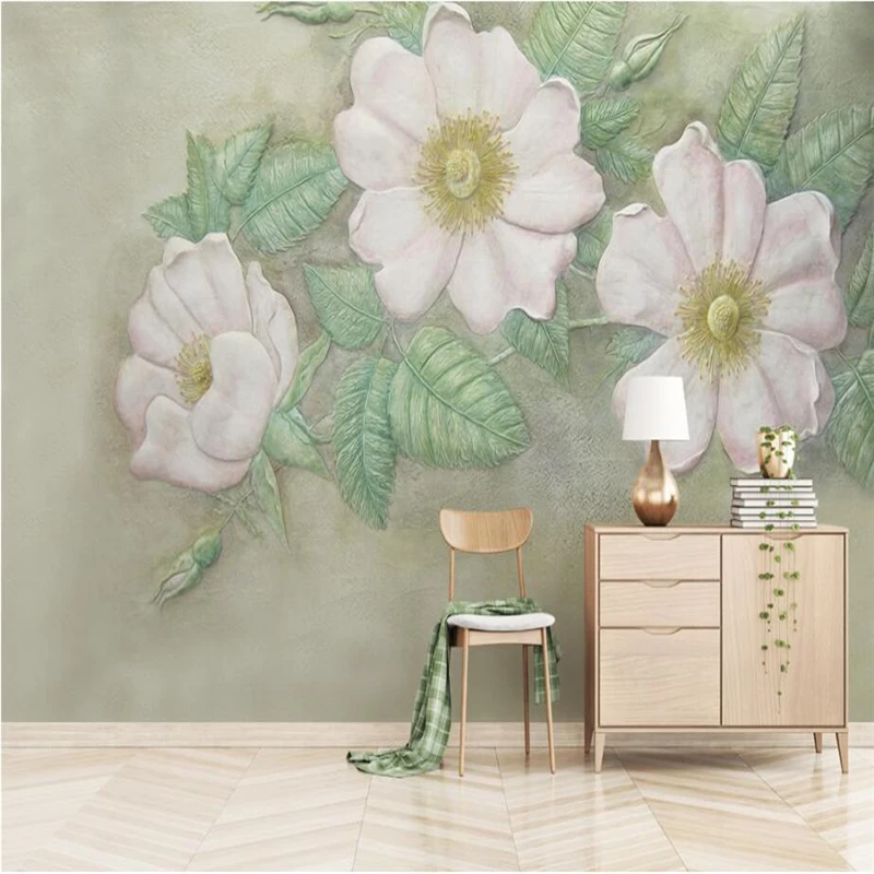 Пасторальные обои 3D стереоскопические Цветы фото настенные фрески тема зеленых