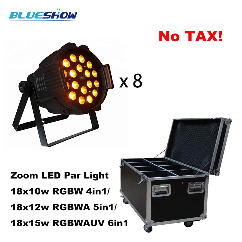 8 шт с Чехол Zoom Wash Par Светильник RGBWAUV 6in1 Профессиональный 18x10 Вт RGBW 4in1 18x12 5in1