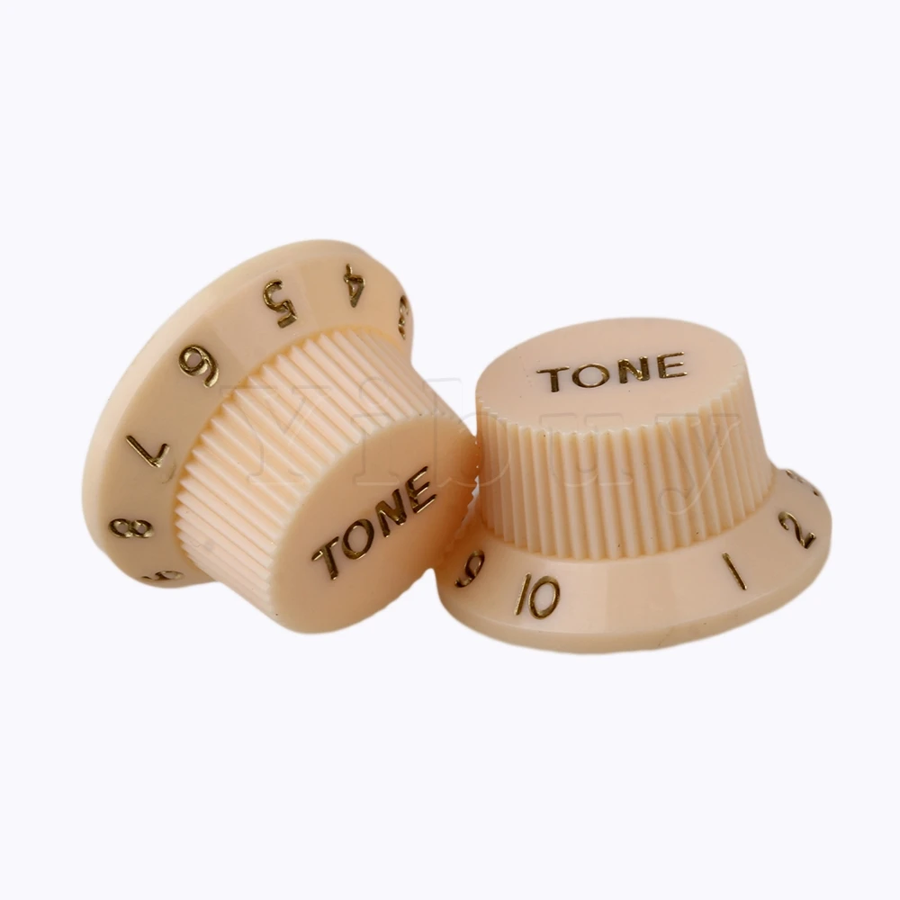

Yibuy 20PCS Plastic Cream 1 Volume & 2 Tone Knobs Guitar Knobs Golden Number