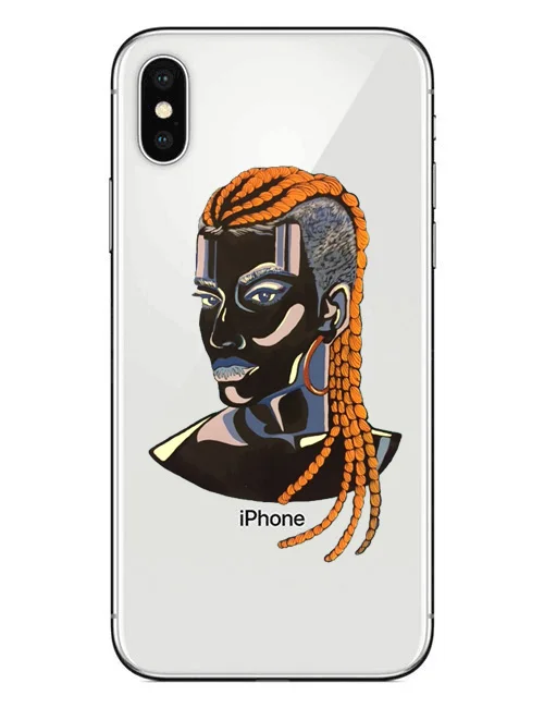 Afro Girls Soft Silicone Phone Cover Fashion girl Case For iPhone 7 5S SE6S 6SPlus 7Plus X 8 8Plus Black Women art Cases | Мобильные
