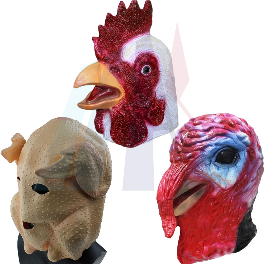 Маска в виде головы курицы из латекса Dragon Turkey вечерние костюмы с животными для