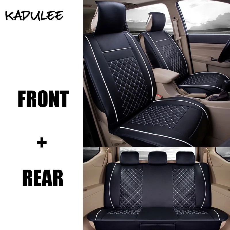 KADULEE pu Кожаные чехлы для сидений автомобиля для jac s3 toyota land cruiser nissan altima ford fiesta great wall hover защитное покрытие автомобильного сиденья - Название цвета: black with white