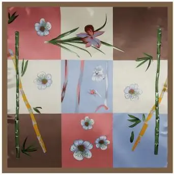 Модный квадратный шарф новинка 2018 шелковый с бамбуковой орхидеей для женщин