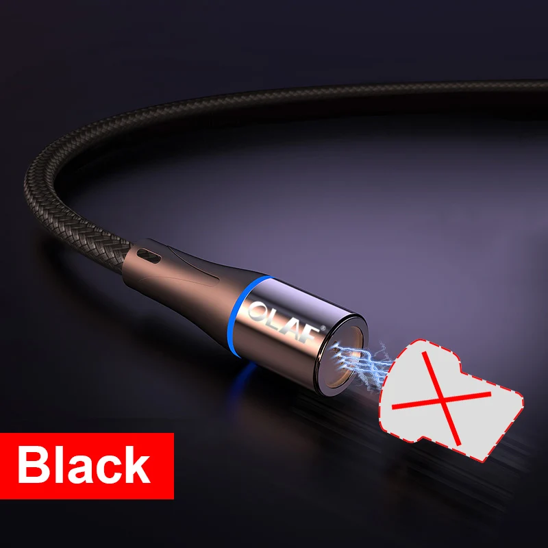 Only Cable No Plug Магнитный usb-кабель OLAF 2 м 1 м, 3 А, быстрая зарядка, Micro USB type C для iPhone X, samsung, S9, Xiaomi type-C, Магнитный зарядный кабель для телефона - Цвет: Only Cable No Plug