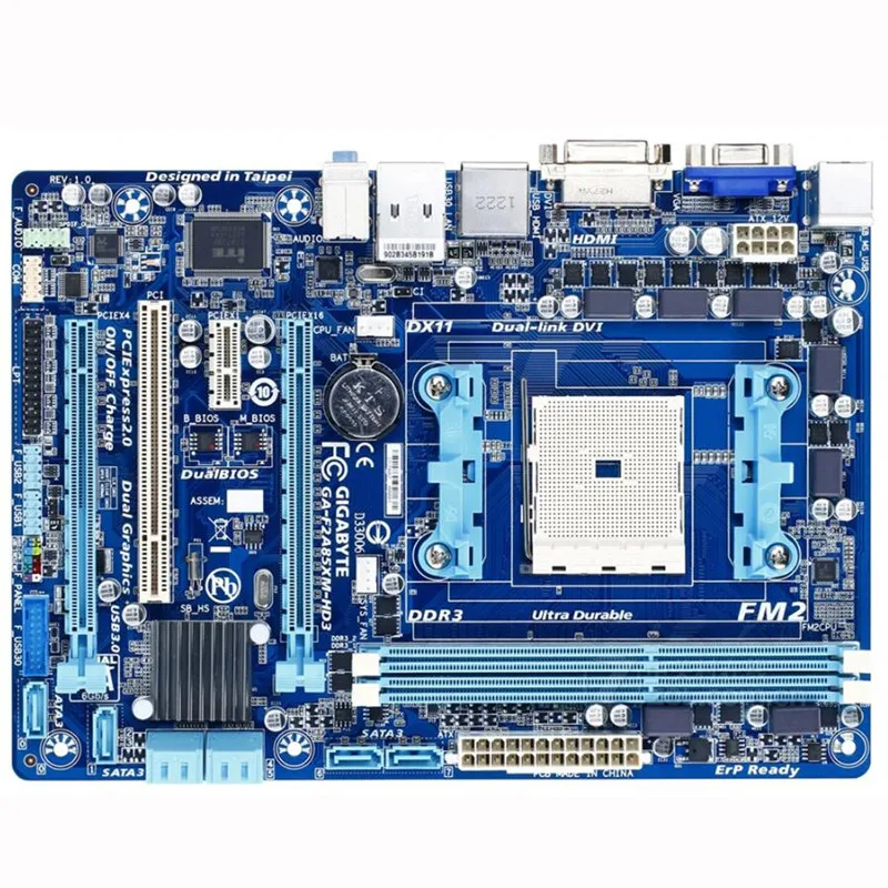 Материнская плата Gigabyte GA-F2A85XM-HD3 б/у для настольного компьютера F2A85XM-HD3 A85X Socket FM2 DDR3