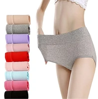 1 pcs underwear womens soft cotton mid waist woman brief panties stretch ladies plus size