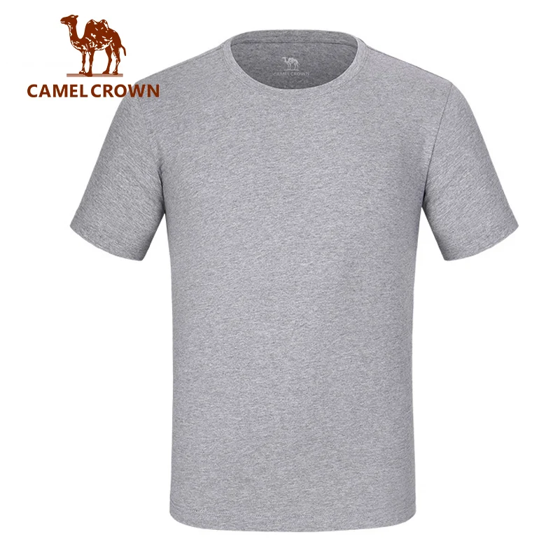CAMEL хлопковые футболки дышащие мужские летние быстросохнущие высокие эластичные с круглым вырезом Большие размеры - Цвет: 1Gray
