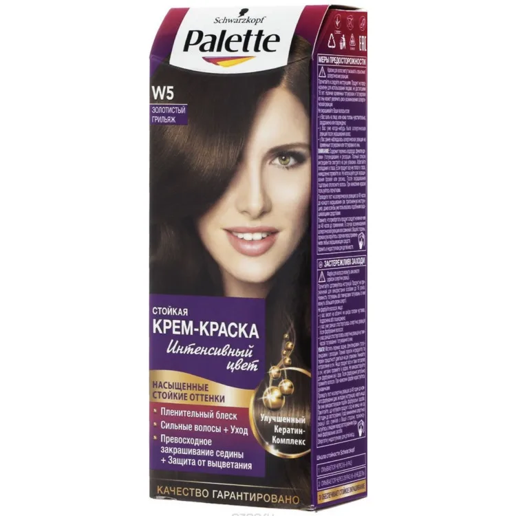 PALETTE Стойкая крем-краска W5 Золотистый грильяж 110мл | Красота и здоровье