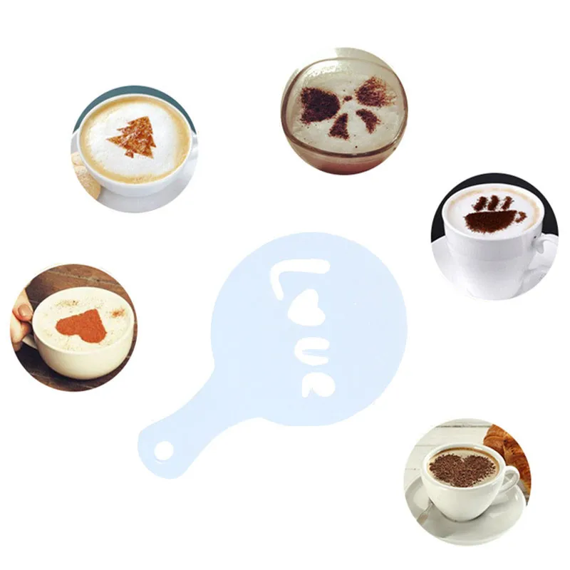 YIBO 16pcs / sets of coffee pull flower die fancy printing mold milk tea spray template cappuccino | Дом и сад