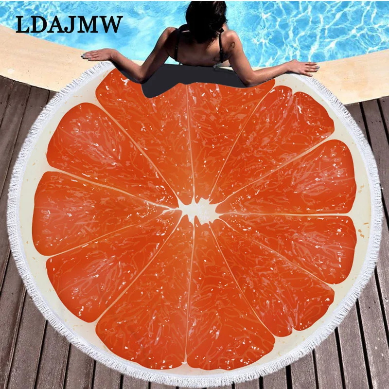 LDAJMW с фруктовым принтом пляжные Полотенца круглый Super Fine волокна пляжное для