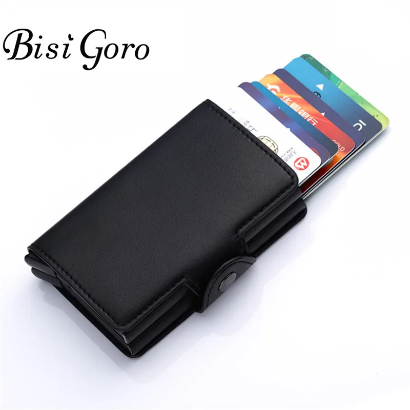 

BISI GORO 2019 Metal Credit Card Holder Wallet High Quality RFID Automatic ID Card Case Double Aluminum Wallet Dropshopping