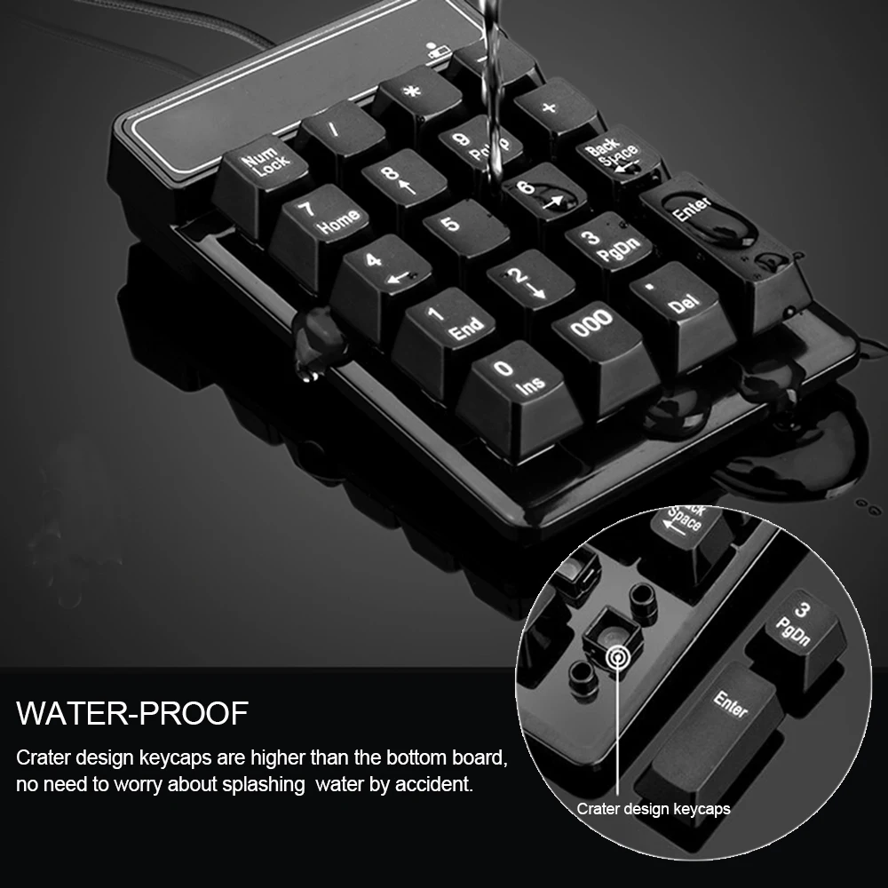 Basix клавиатура USB 2 4 ГГц беспроводная цифровая 19 клавиш Водонепроницаемая для Windows