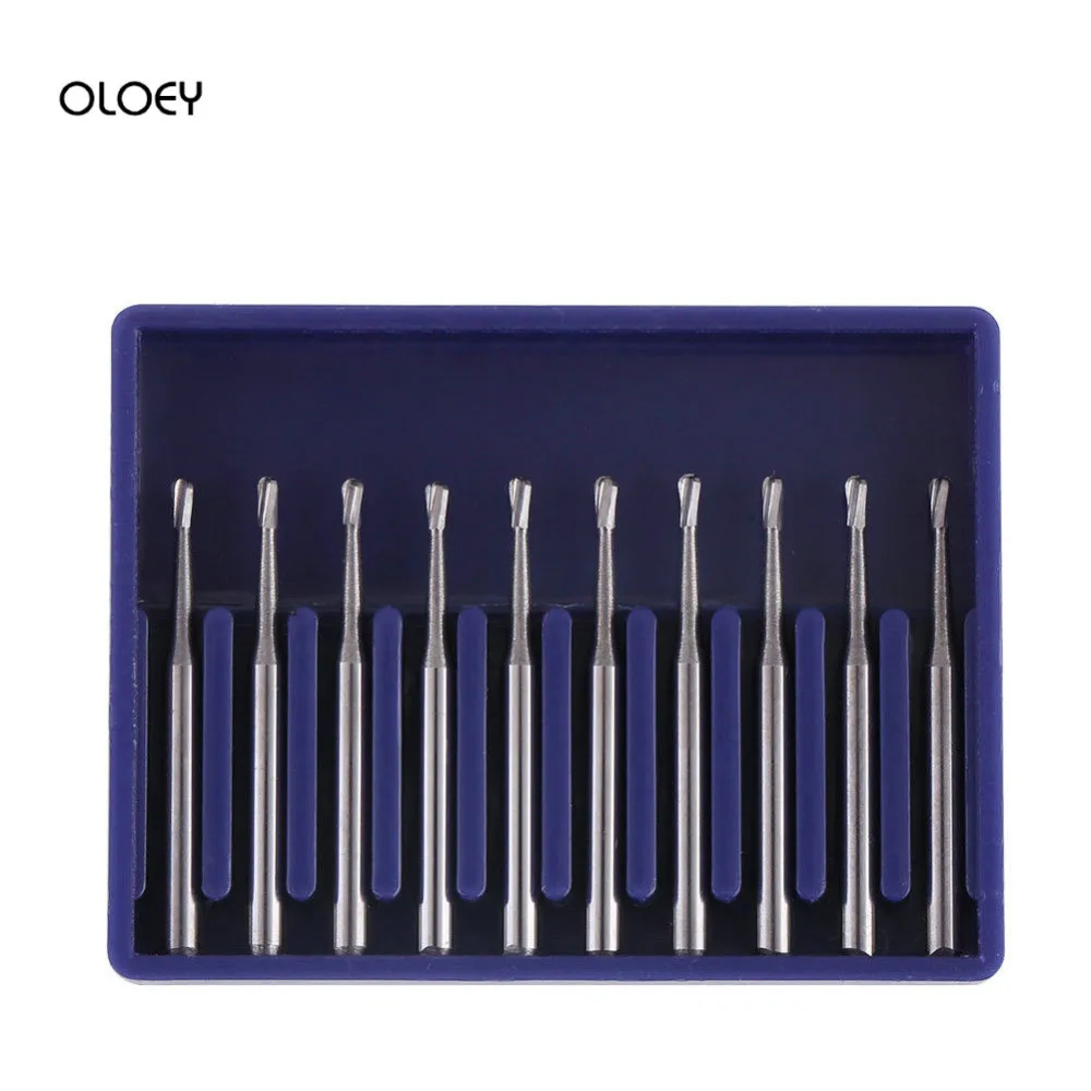 10 Pcs/box Tungsten Steel Dental Carbide Burs Pear Shape FG330 Midwest Type 19mm Dia 0.8mm for High Speed Handpiece | Красота и