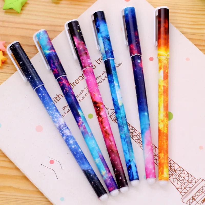 

New hot 6 pcs/set Cute pens 0.38mm ballpoint pens Starry star Foral gel pen Black ink refill Office accessories School supplies