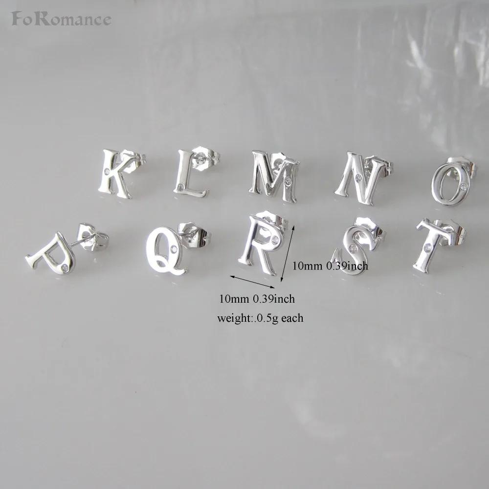 Серьги гвоздики с буквами начальной буквы K L M N P Q R S T 0 39*0 39 дюйма цвет белое золото