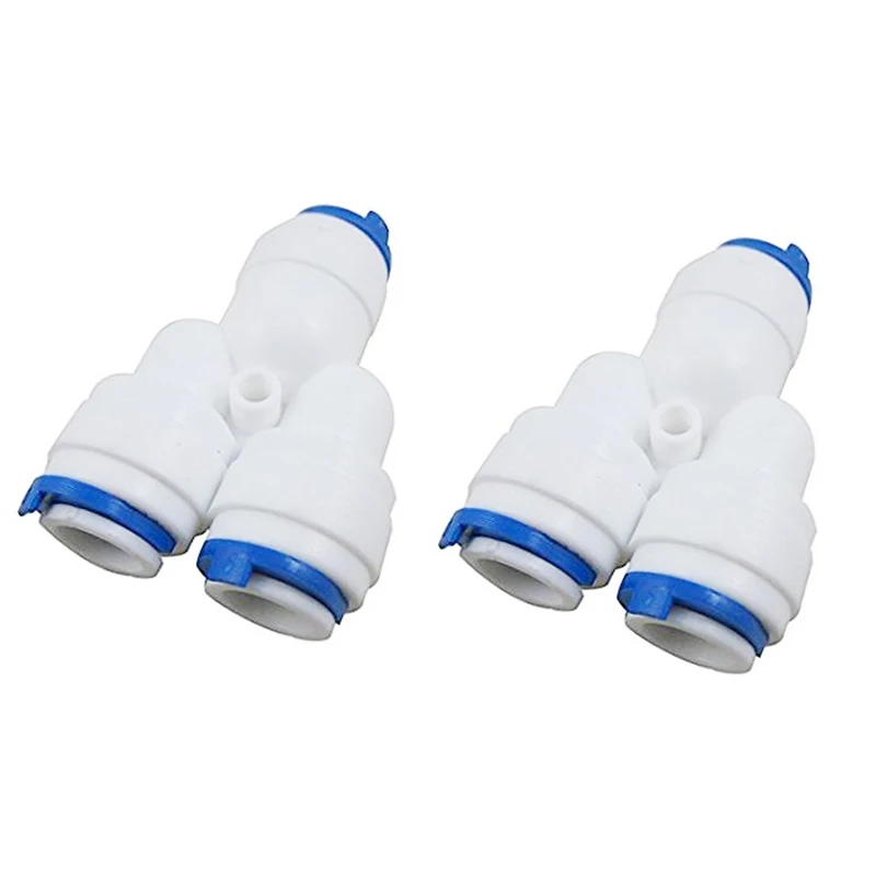 

2 PACK OF Two Way Divider 1/4" Quick Fitting Connector for Water Filters and RO Systems