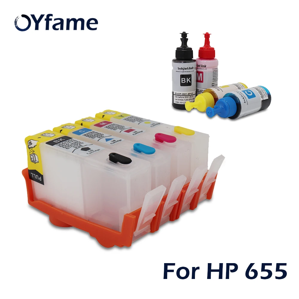 OYfame для HP 655 чернильный картридж с чипом ARC Deskjet 3525 4615 4625 5525 принтер + 4*70 чернила