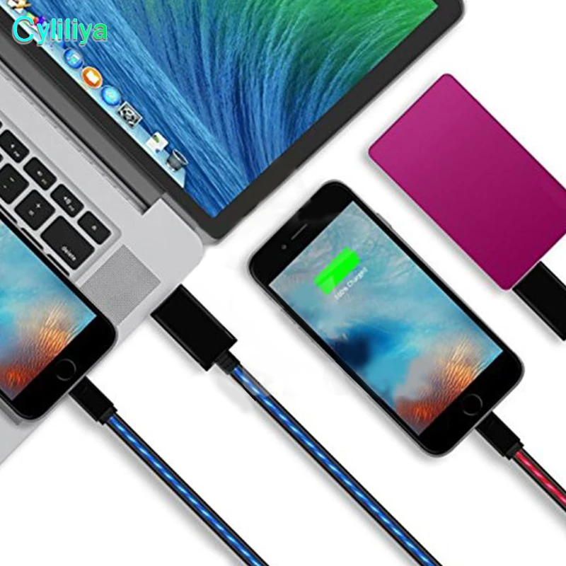 1 м/3 фута видимая светящаяся Светодиодная лампа с микро USB зарядным кабелем для