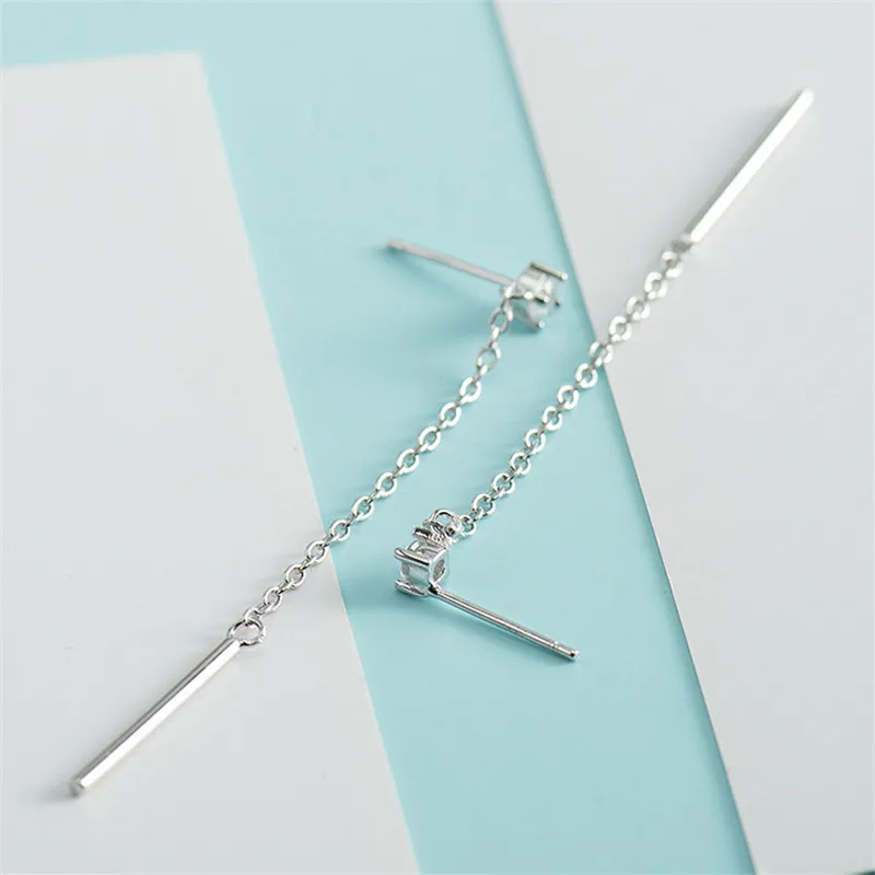 YPAY Korean Style Long Tassel Drop Earring for Ladies Girls 100% Original 925 Sterling Silver Ear Needle Fine Jewelry YME215 | Украшения и