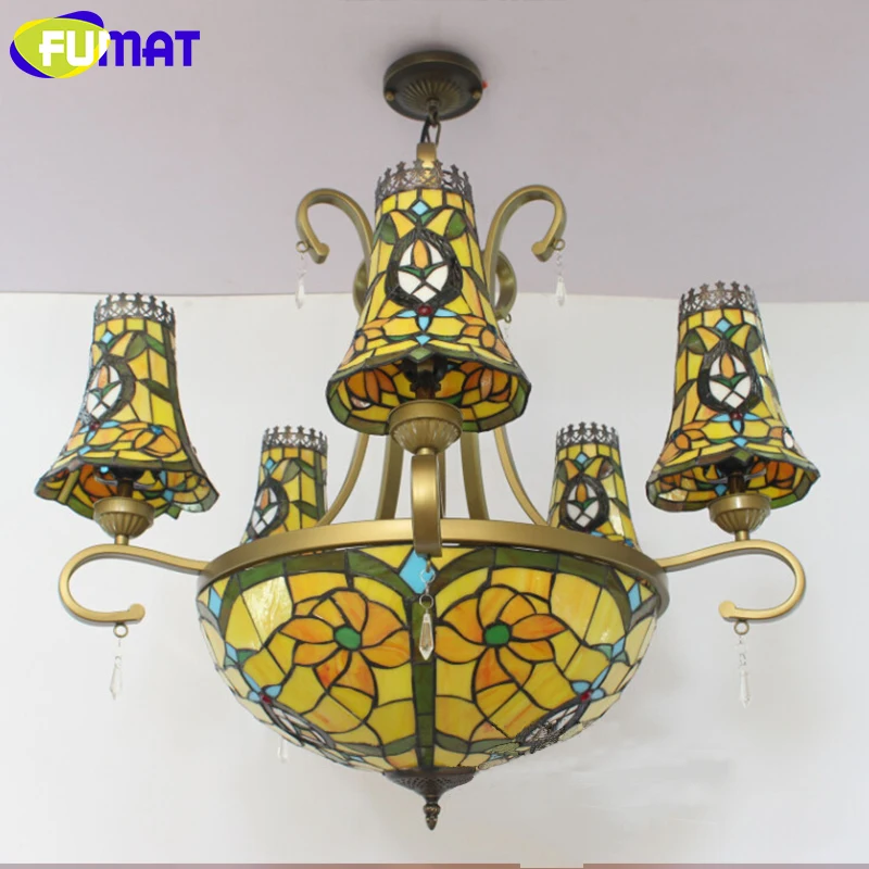 Витражная люстра FUMAT Tiffanylamp подвесной светильник в стиле Тиффани освещение для