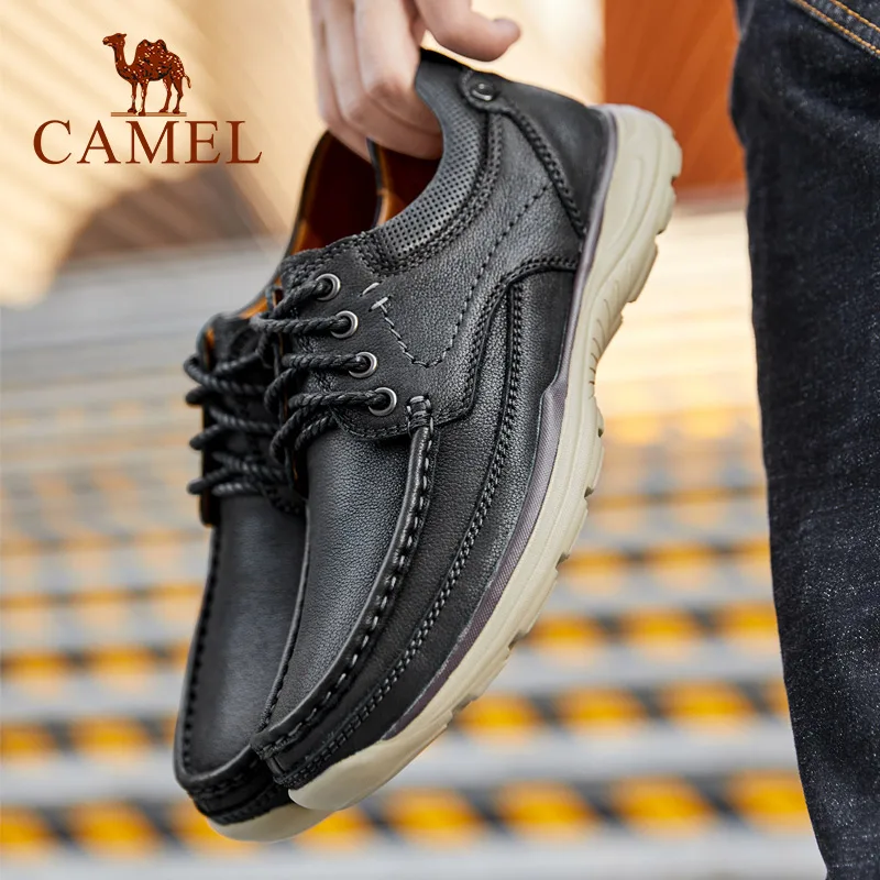 A912307910HE CAMEL/Мужская обувь; обувь из натуральной кожи; Мужская дышащая легкая повседневная обувь из коровьей кожи в английском стиле; мужская обувь на плоской подошве - Цвет: A912307910HE