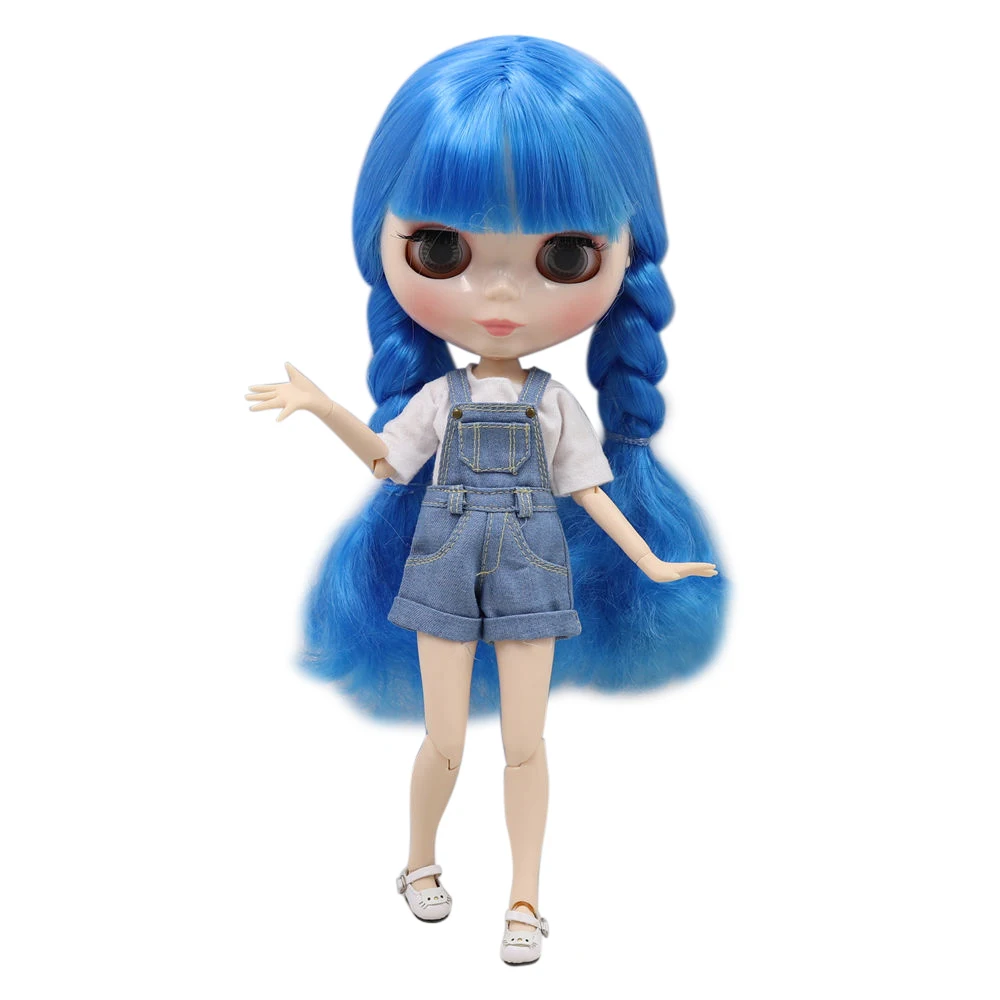 Кукла Blyth 30 см с белой кожей милые синие плетеные волосы стиль 1/6 шарнирное тело