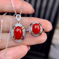 kjjeaxcmy fine jewelry 925 sterling silver inlaid natural red coral gemstone female necklace chain pendant ring support review n