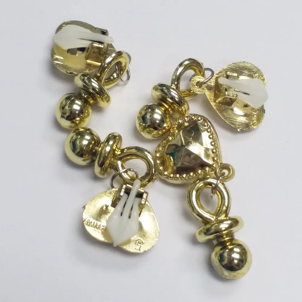 100 пар пластиковых золотых сердца серьги девушки принцессы винтажные