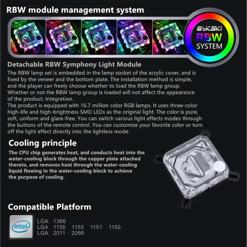 Bykski симфония Процессор воды блок для AMD и INTEL поддерживает 5V 3Pin материнская плата синхронизации ауры Процессор-XPR-B-PA