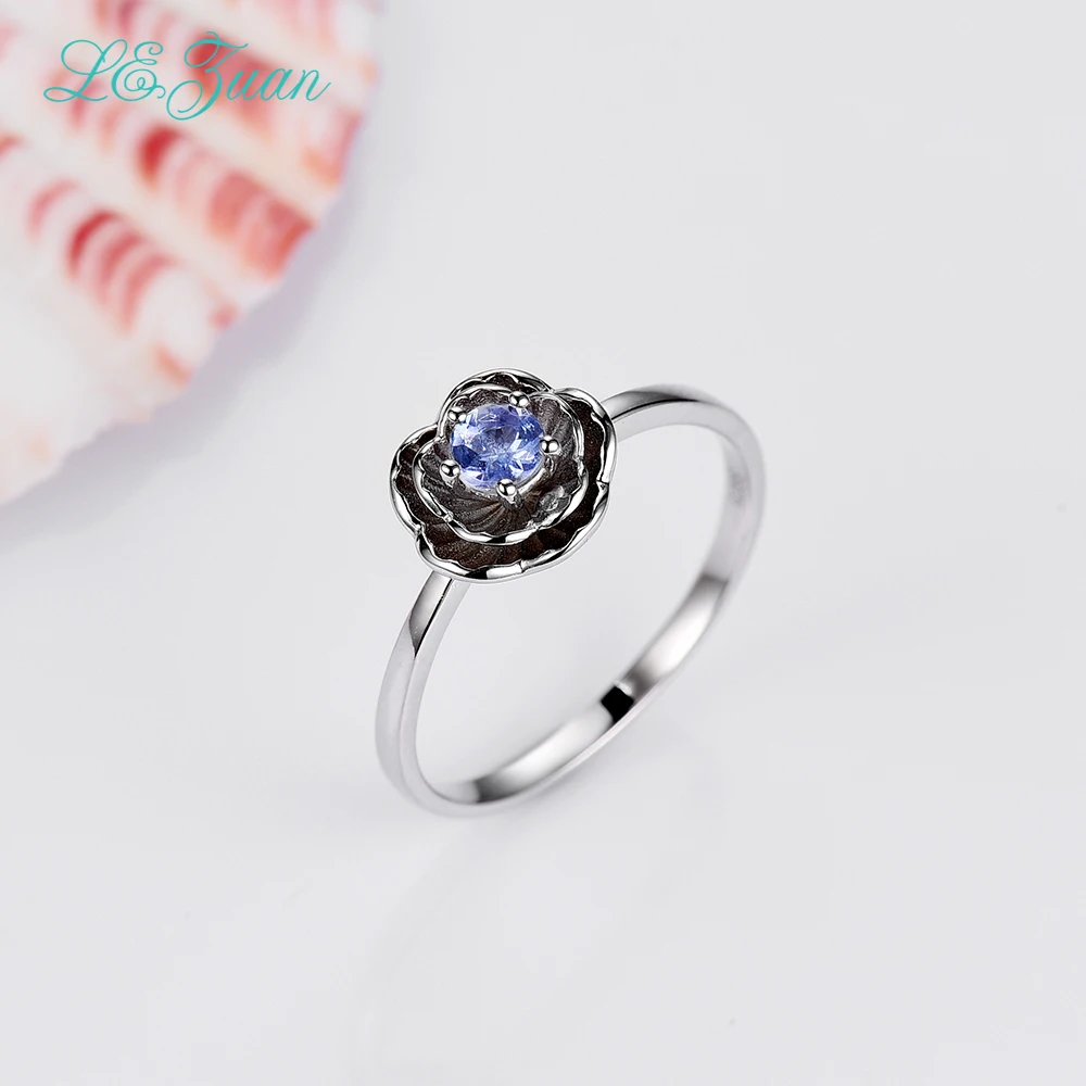 Женское кольцо из серебра 925 пробы с натуральным танзанитом карата|natural tanzanite|fine