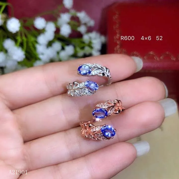 KJJEAXCMY boutique jewelryar 925 Серебряная Инкрустация натуральный танзанит драгоценный камень кольцо Поддержка обнаружения oiqw