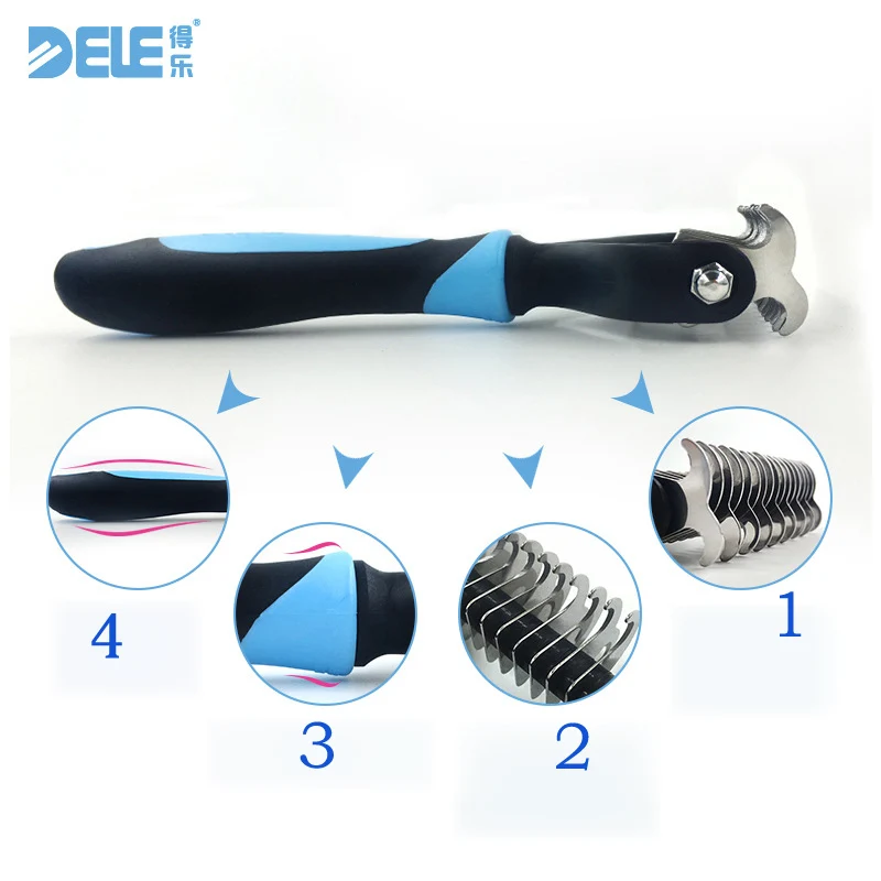 Dele кошка Двусторонняя Собака Мех животных Pet Dematting Расчёски и гребни для волос