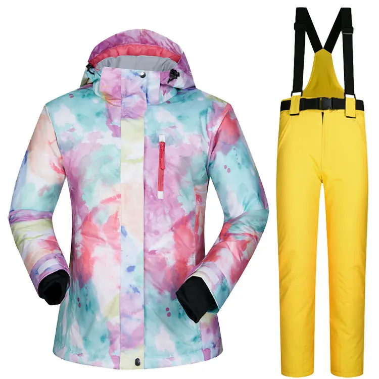 XS And Yellow Womens Ski Suit Snowboard Clothes Waterproof Winter Outdoor Snow Ski Jackets And Pants Skiing And Snowboarding Jacket Women - Color: XS And Yellow