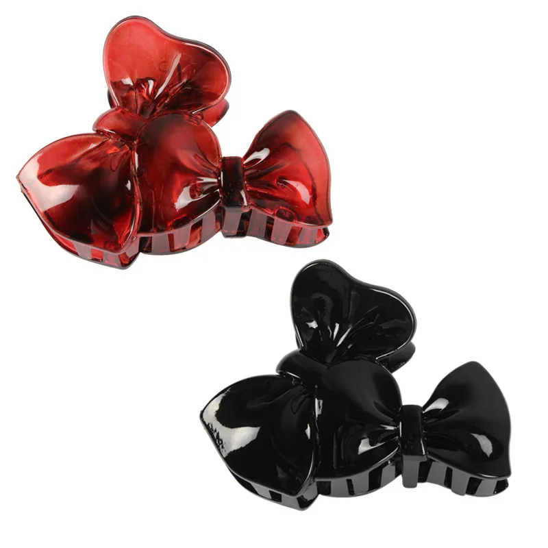 

Women Hair Clip The New Acrylic Bow Hairpins Solid Color Women Hair Crab Hair Claws Women Tool Hair Accessories