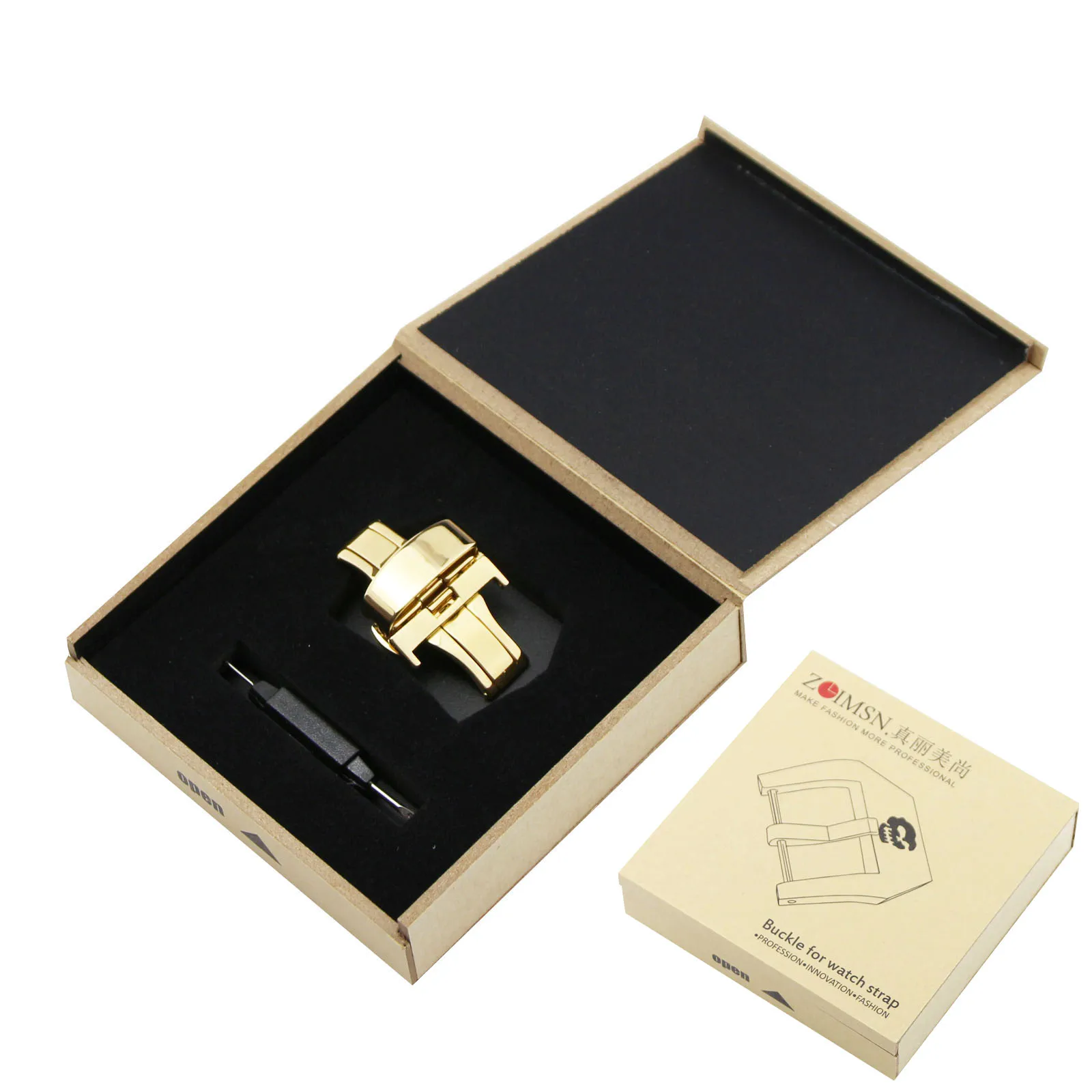 Ремешок для часов ZLIMSN из полированной нержавеющей стали с пряжкой бабочкой 12 ~ 22