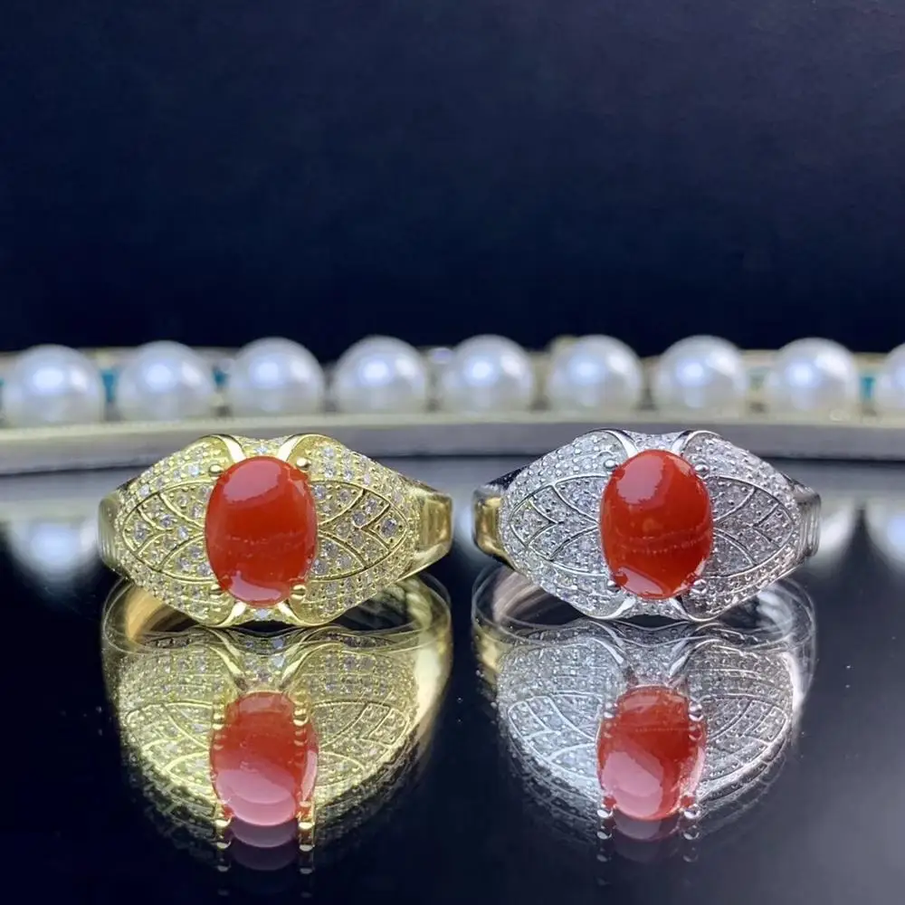 Ювелирные изделия KJJEAXCMY boutique Женское кольцо с натуральным красным коралловым