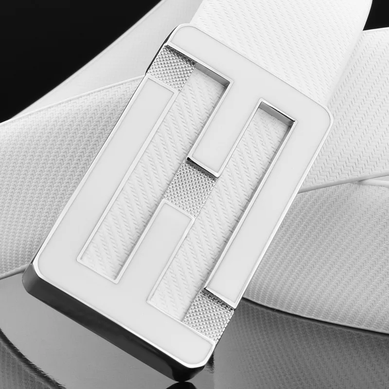 F letter buckle High Quality golden belt men fashion Personality luxury strap genuine leather white ceinture homme | Аксессуары для