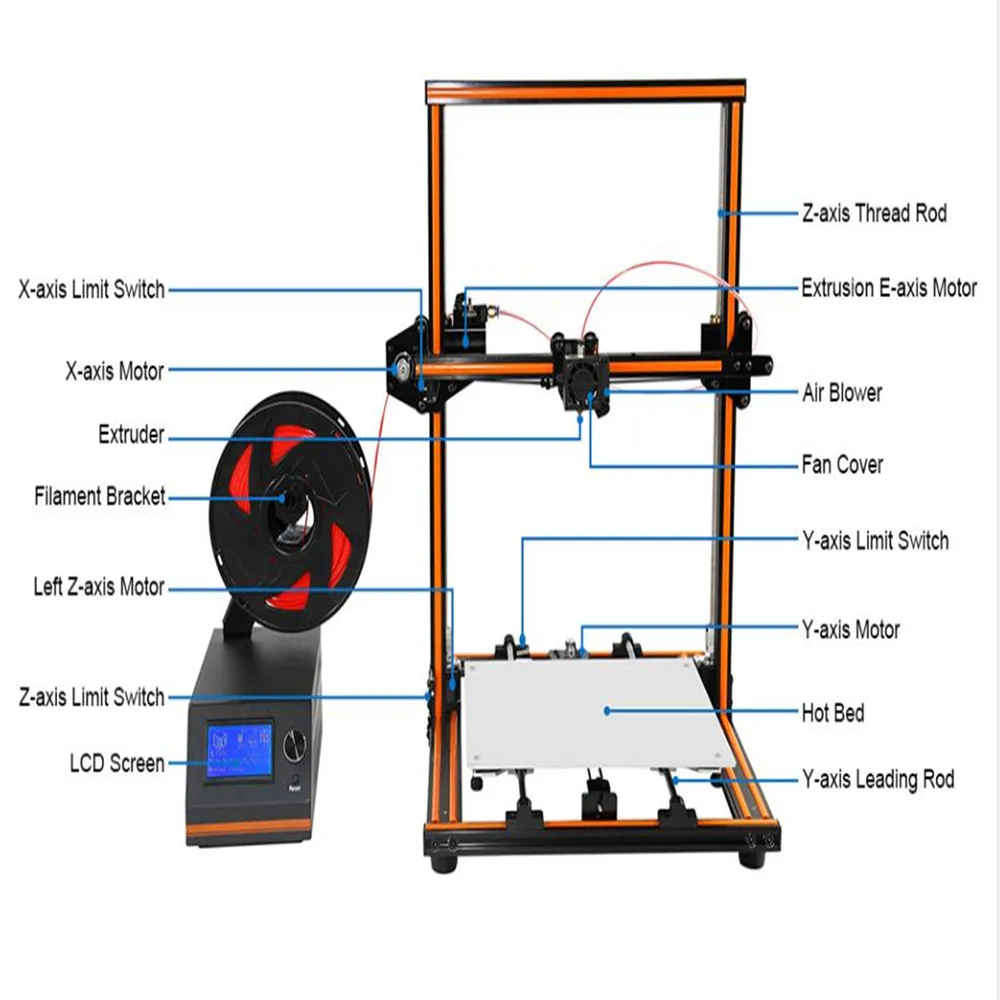 Оригинальный Anet E12 3D принтеры PK JGAURORA A5 300*300*400 рамка из алюминиевого сплава легкая
