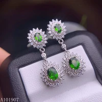 kjjeaxcmy boutique jewelry 925 sterling silver inlaid natural diopside gemstone female earrings support detection of new water d