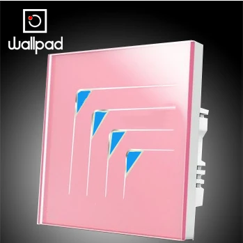 

4 Gangs 2 Way Smart Touch Switches 110~250V Wallpad Luxury Pink Crystal Glass Wall Light Switch Panel, Backlight LED