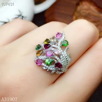 kjjeaxcmy boutique jewelry 925 sterling silver inlaid natural tourmaline female ring support detection of new luxury rtfgh