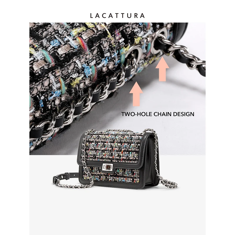 Сумка на плечо LACATTURA Женская модный плетеный саквояж мессенджер с декоративной