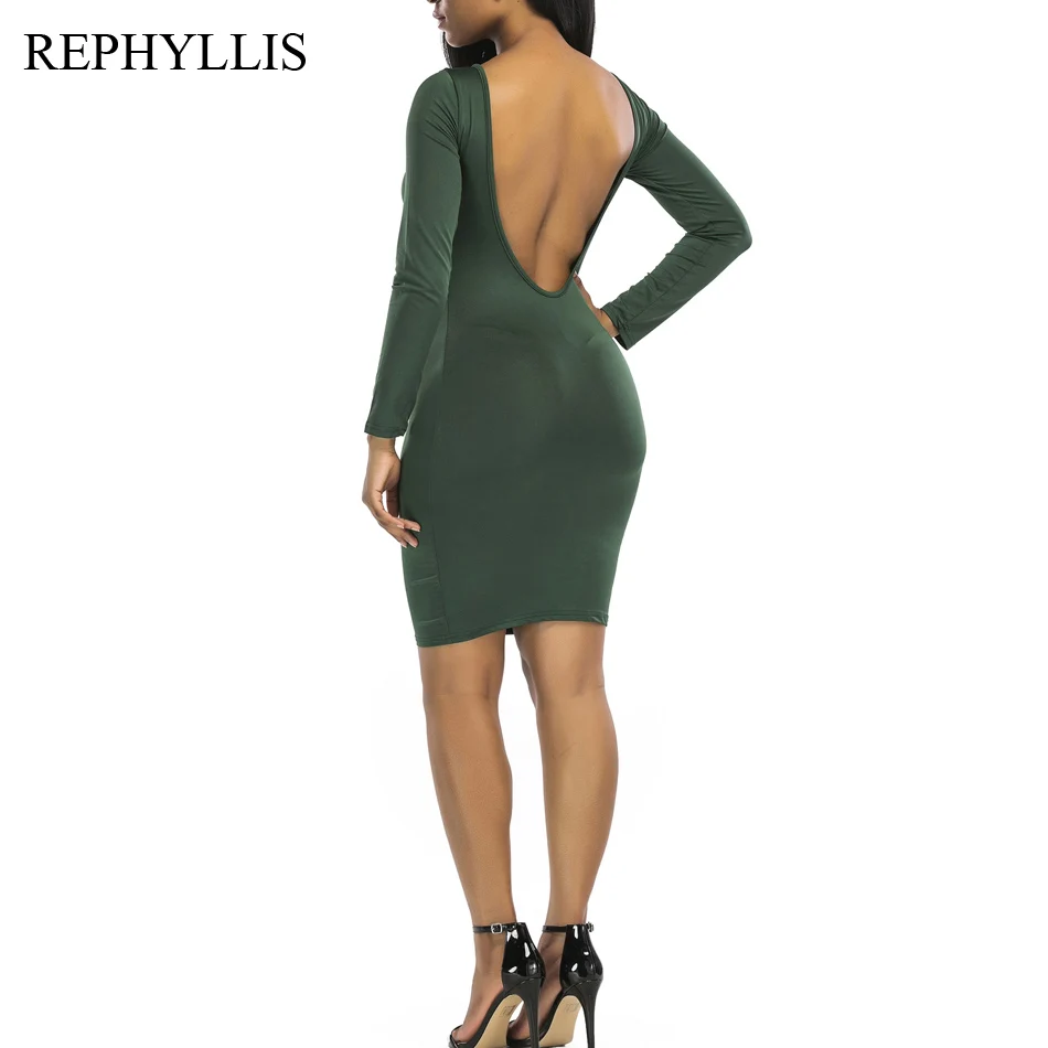 Женское сексуальное облегающее платье REPHYLLIS с открытой спиной круглым вырезом и