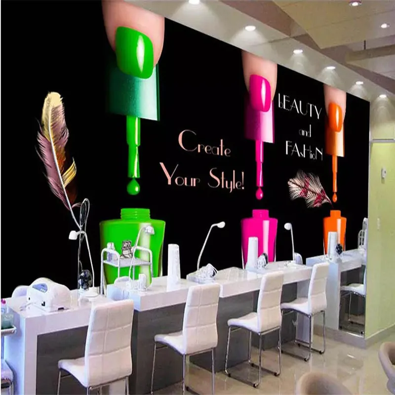 Black nail polish shop background wall professional production mural wholesale wallpaper poster photo | Обустройство дома