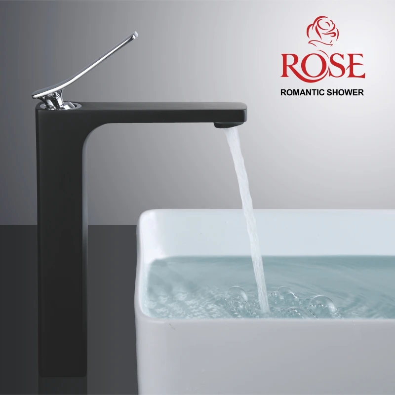 ROSE Смеситель для раковины кран на бортик латунный хромированный водопроводный