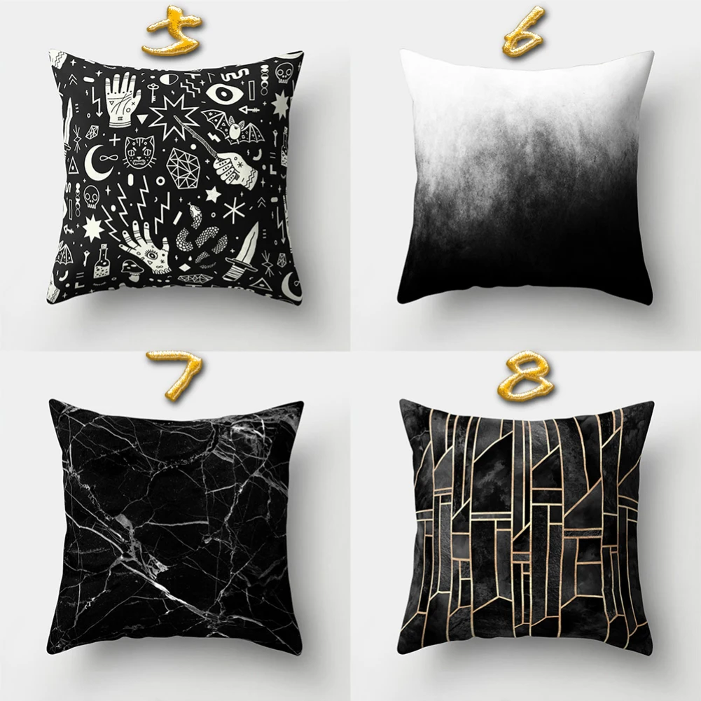 Черно-белый геометрический Чехол на подушку для дома, квадратный мягкий чехол на талию, в полоску, в горошек, в клетку, треугольный
