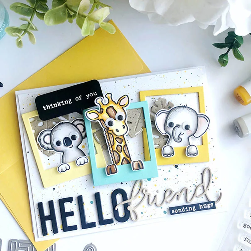 Животные друзья праздничные прозрачные штампы/координационные штампы для DIY