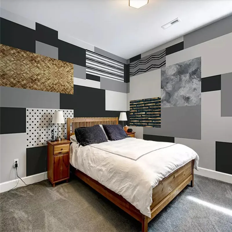 

Nordic geometric squares full house background wall professional production mural wallpaper wholesale custom poster photo wall