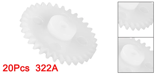 Uxcell 20 шт./лот 302/322/342A белый Пластик Шестерни игрушки аксессуары 2 мм отверстие Диаметр со светодиодной подсветкой из 30/32/34 зубы для DIY рисунком «Робокар Поли» мотор