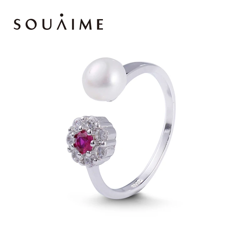 SOUAIME, ювелирное изделие с жемчугом, покрытое 18 к желтым золотом, кольцо с натуральным круглым пресноводным жемчугом, Женское Обручальное кольцо, подарки премиум класса